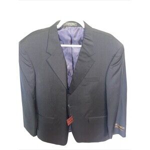 Albert Nippon Men’s Dress Blazer Size 46R Black Pinstripe Wool/Cashmere Blend